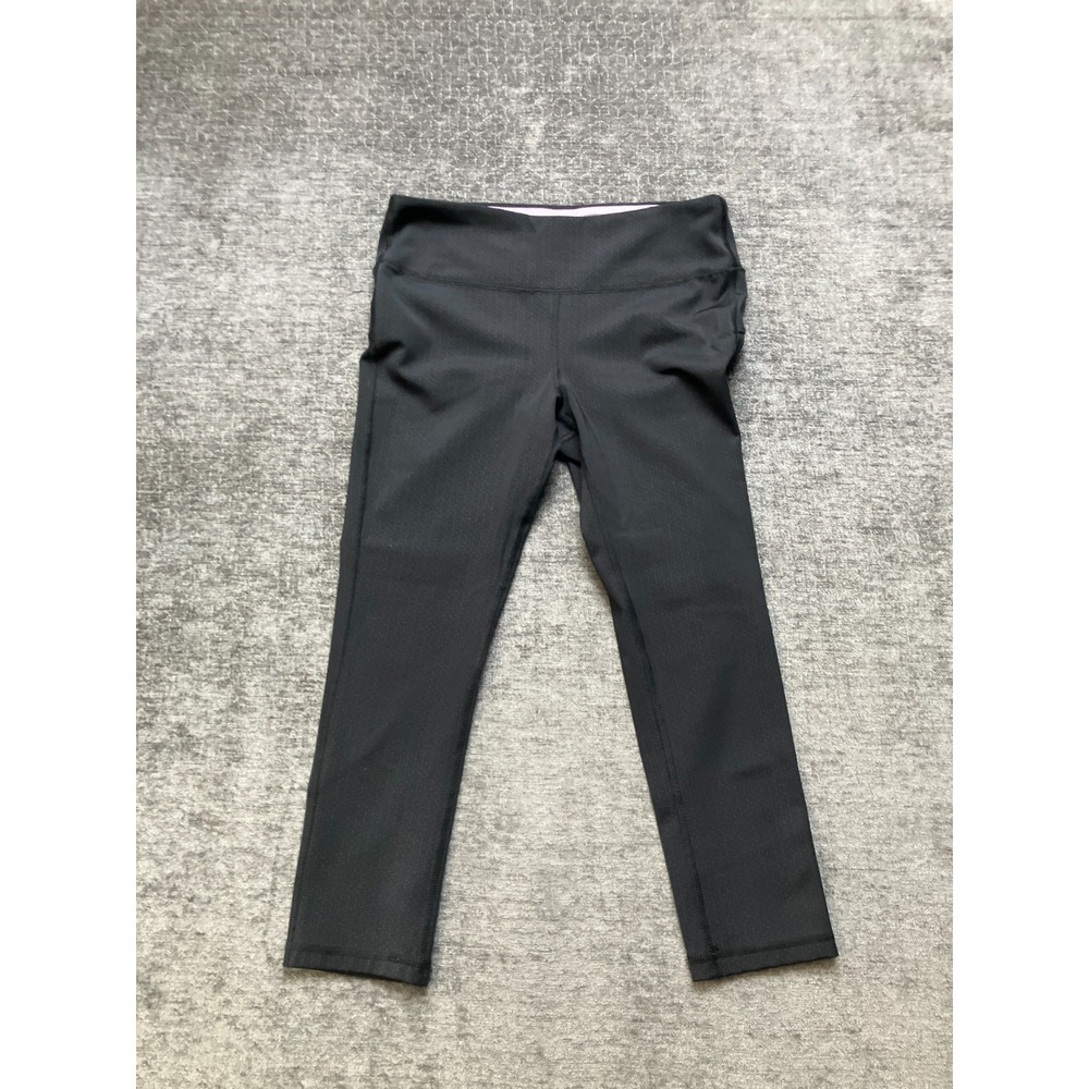 Marika Sport Capri Leggings Womens Small 4-6 Black Textured Stretch Gym Workout